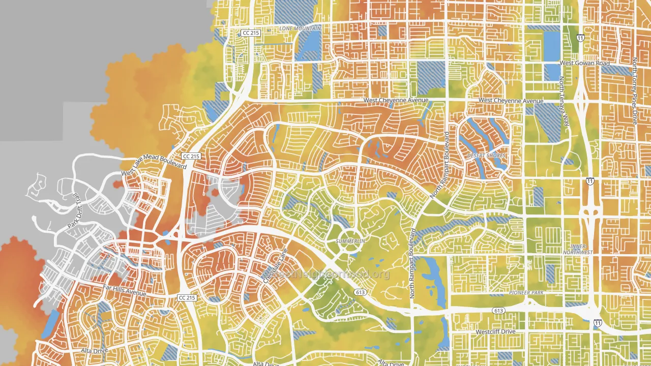 Bike Grade map of 89134, NV