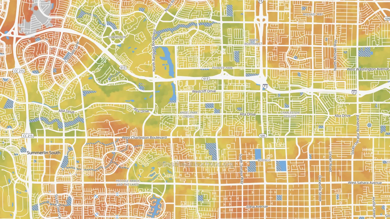 Bike Grade map of 89145, NV