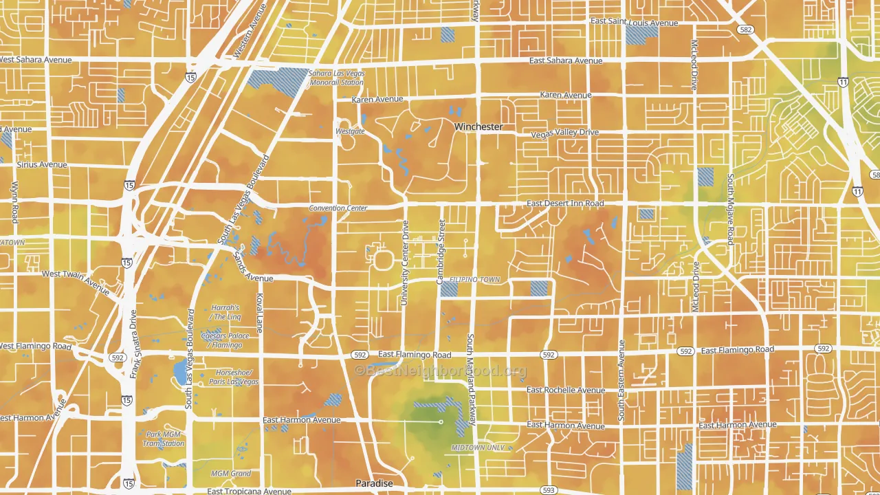 Bike Grade map of 89169, NV