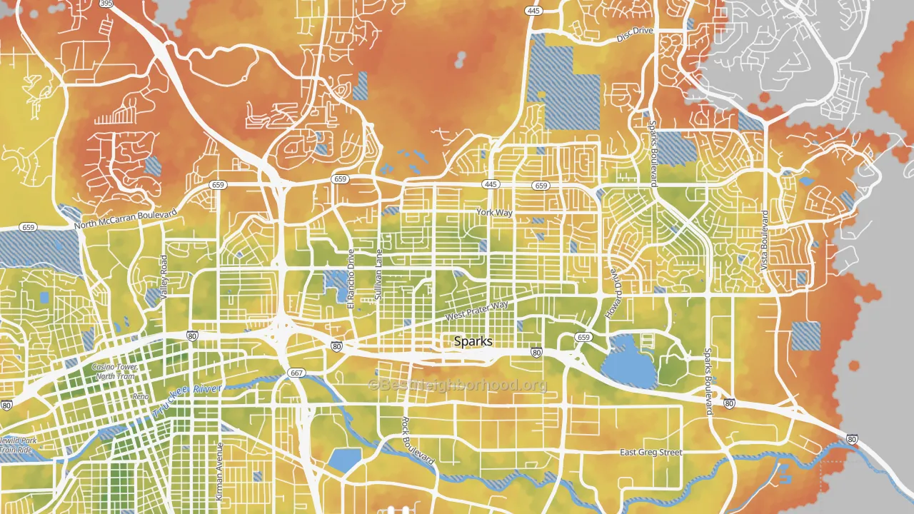 Bike Grade map of 89431, NV