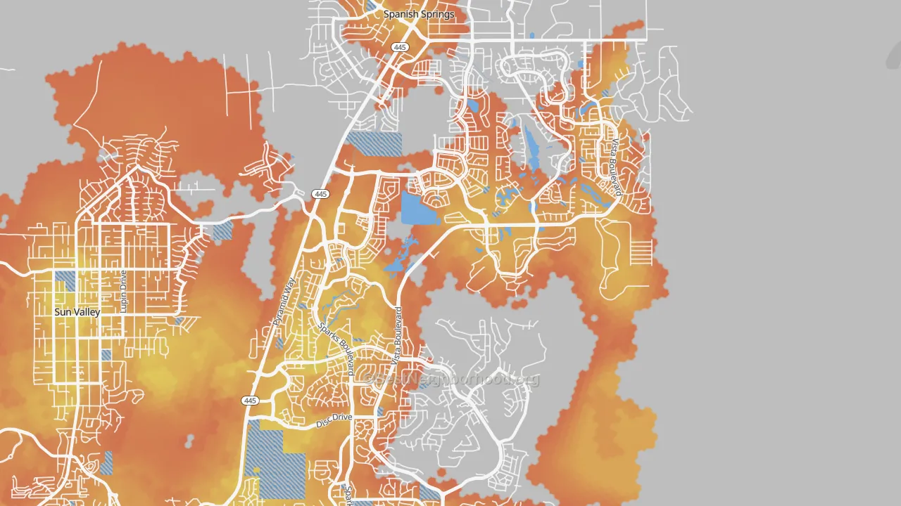 Bike Grade map of 89436, NV