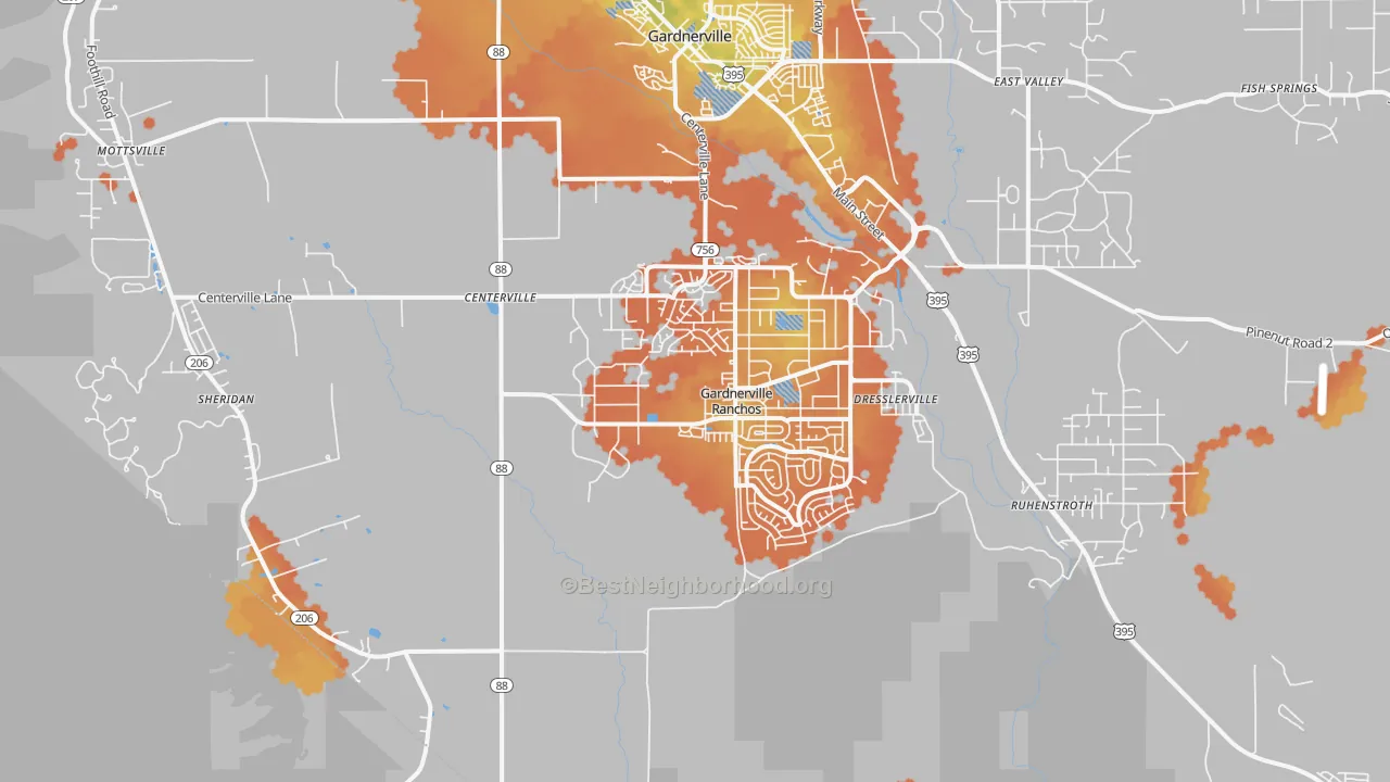 Bike Grade map of 89460, NV