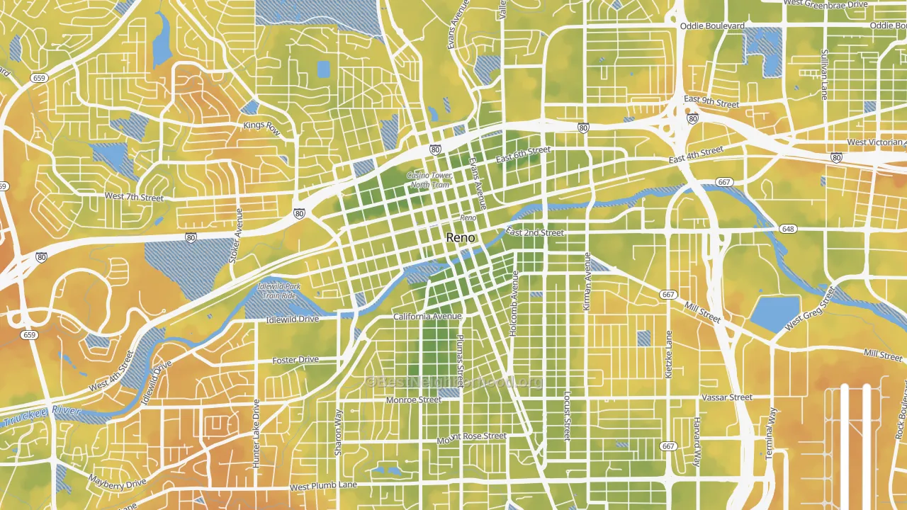 Bike Grade map of 89501, NV
