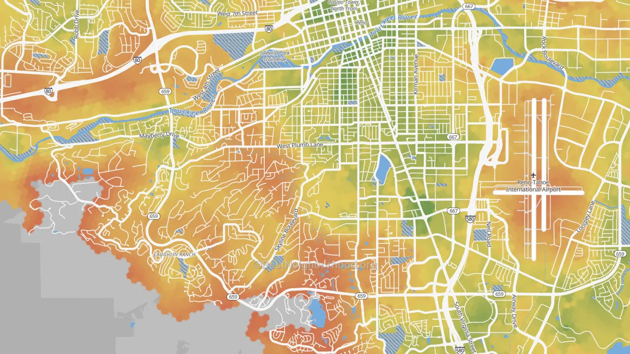 Bike Grade map of 89509, NV