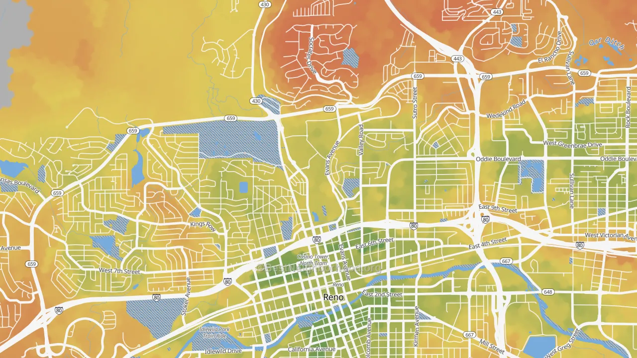 Bike Grade map of 89557, NV