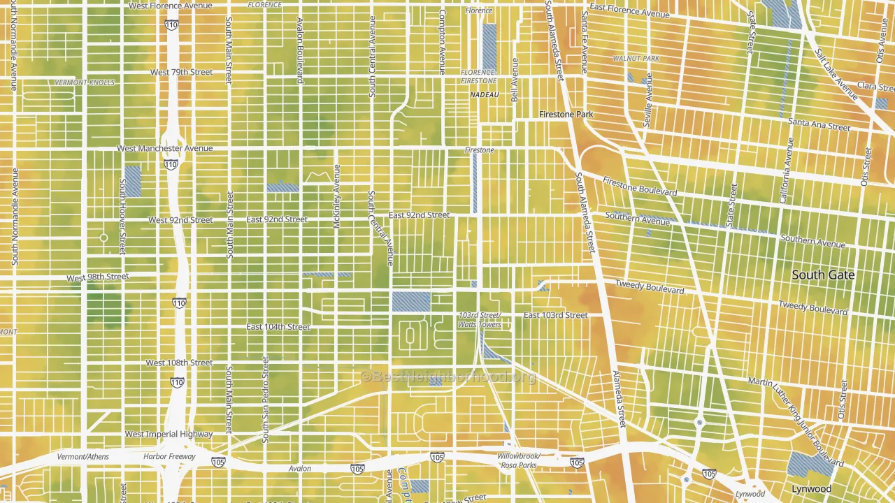 Bike Grade map of 90002, CA
