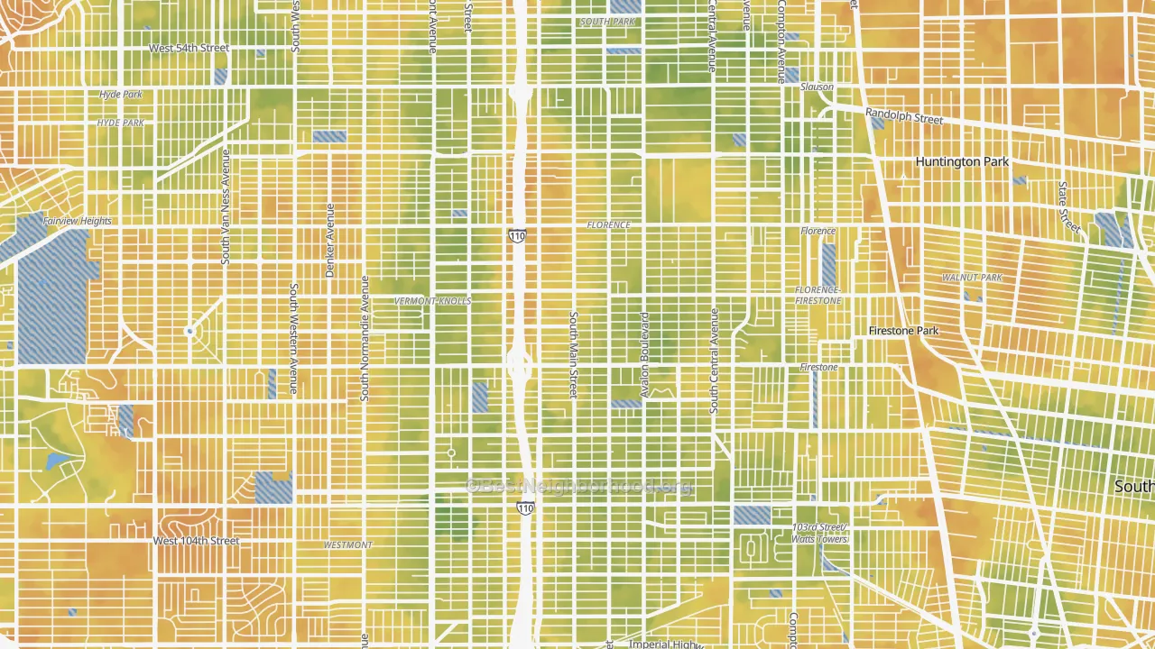 Bike Grade map of 90003, CA
