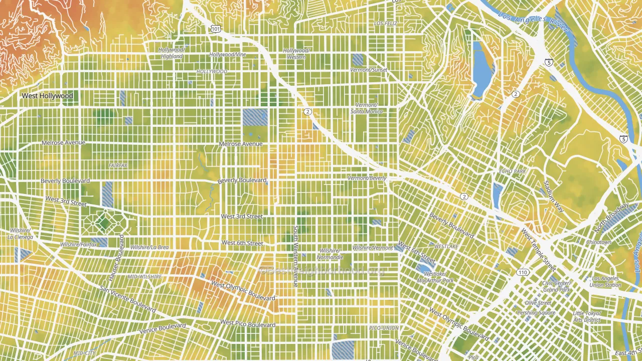 Bike Grade map of 90004, CA