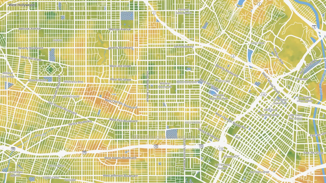 Bike Grade map of 90005, CA