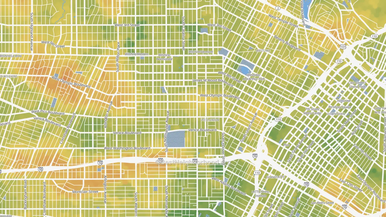 Bike Grade map of 90006, CA