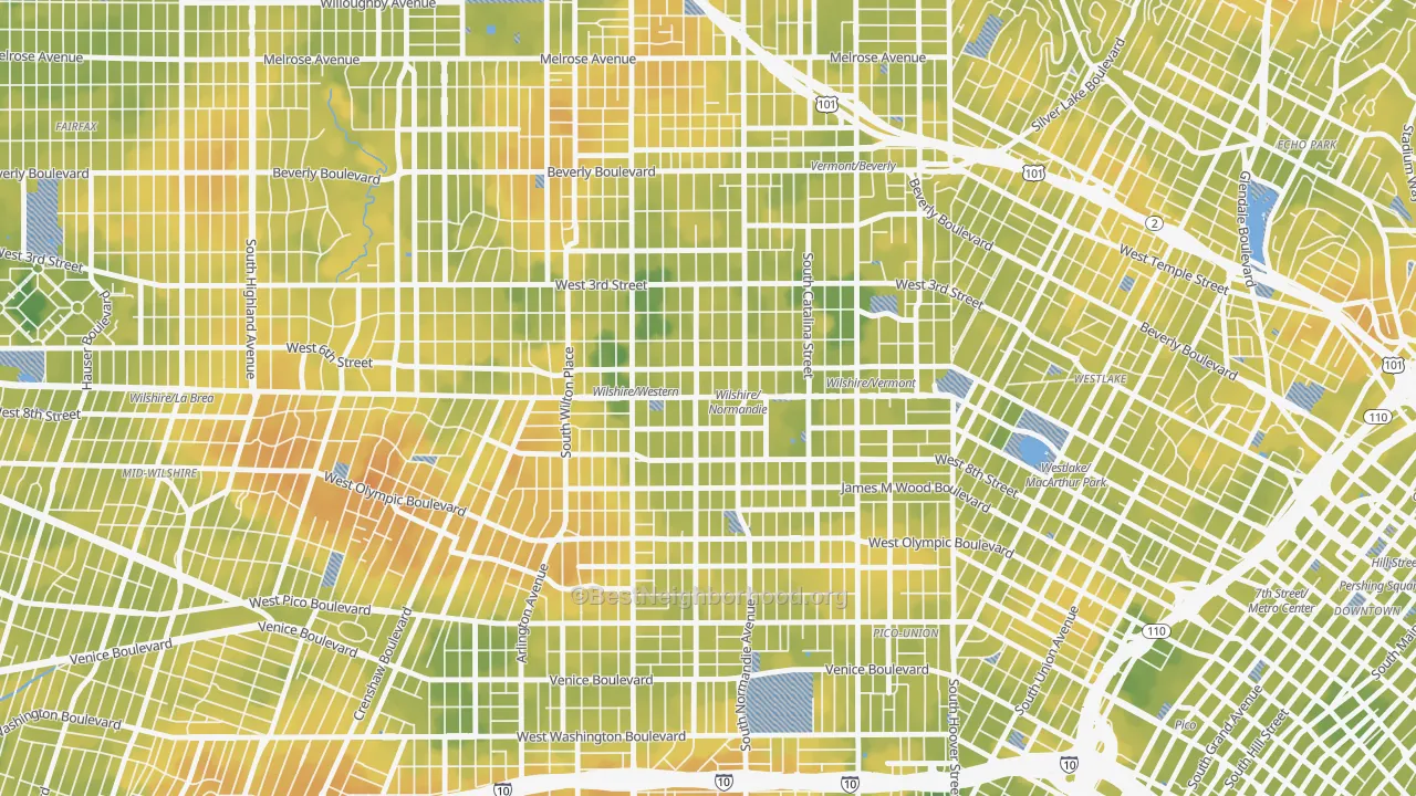 Bike Grade map of 90010, CA