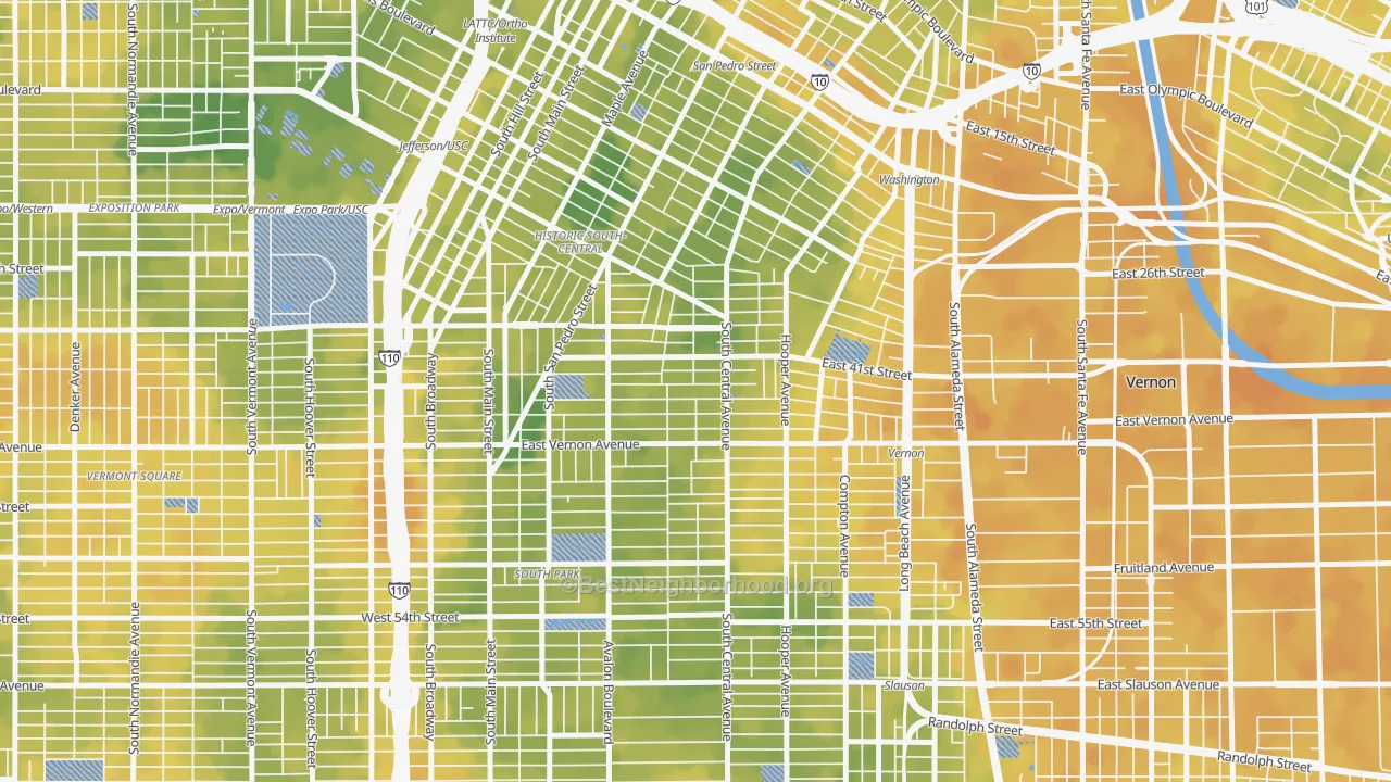 Bike Grade map of 90011, CA