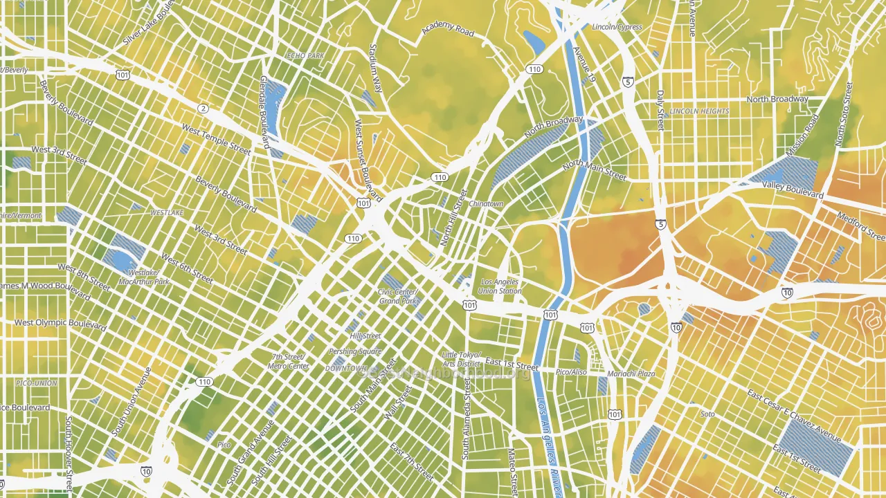 Bike Grade map of 90012, CA