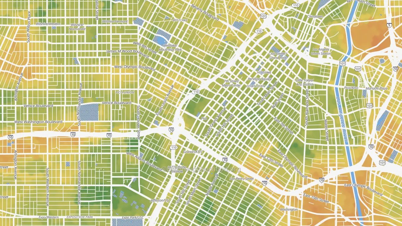 Bike Grade map of 90015, CA
