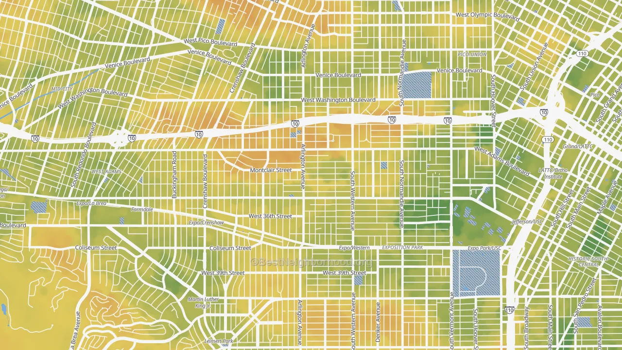 Bike Grade map of 90018, CA