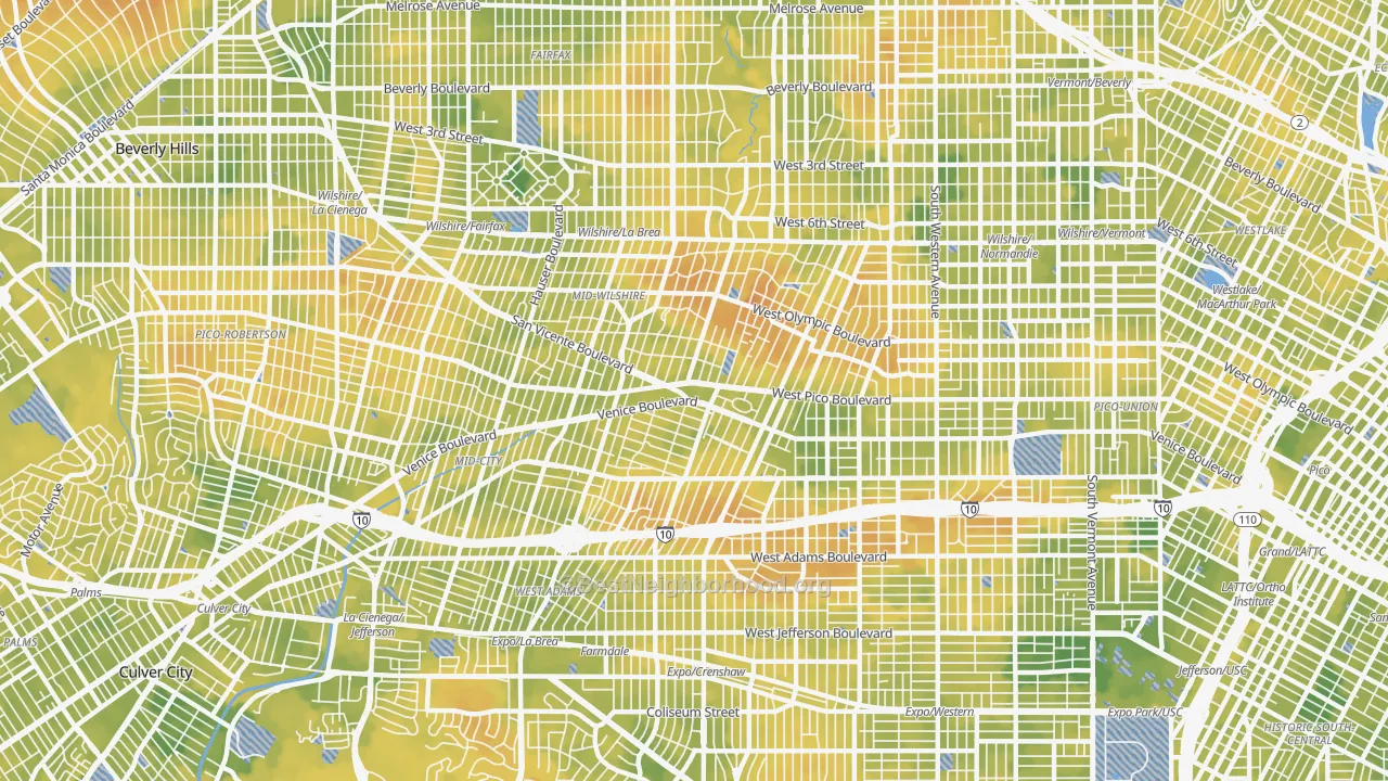 Bike Grade map of 90019, CA