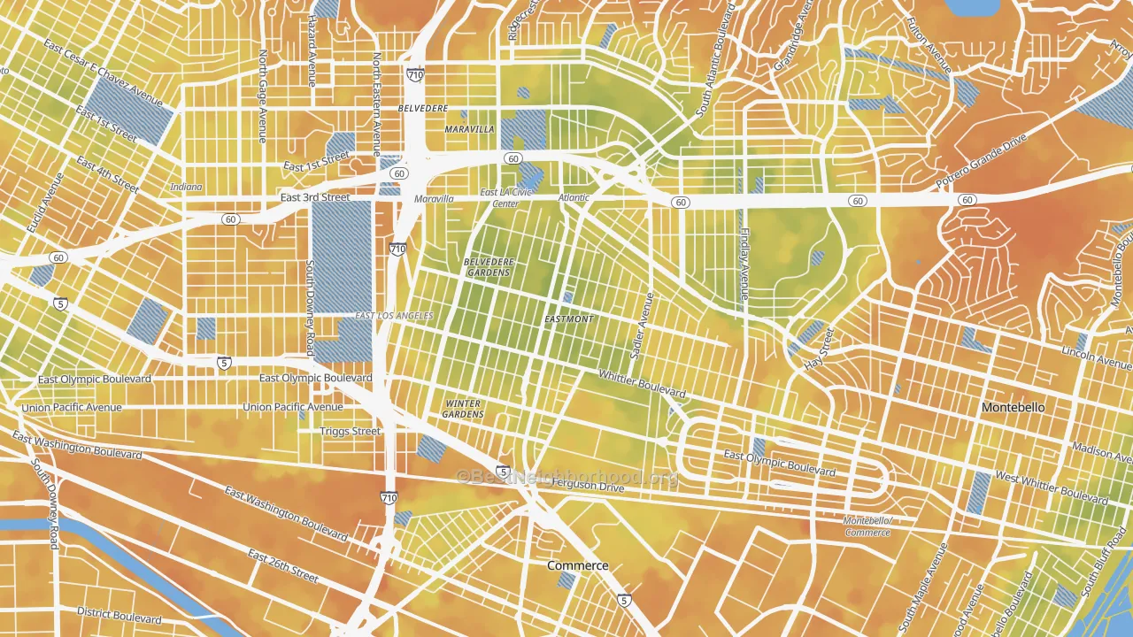 Bike Grade map of 90022, CA