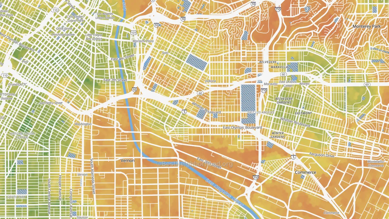 Bike Grade map of 90023, CA