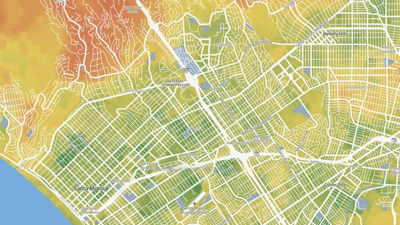 Bike Grade map of 90025, CA