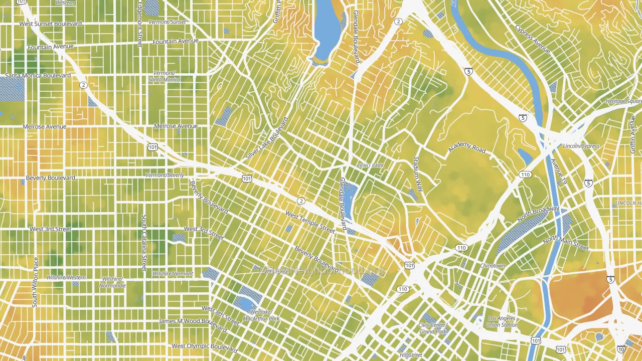 Bike Grade map of 90026, CA