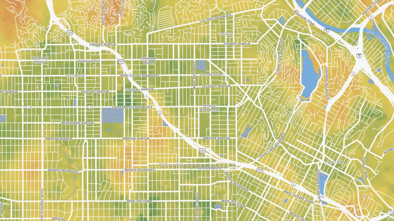 Bike Grade map of 90029, CA