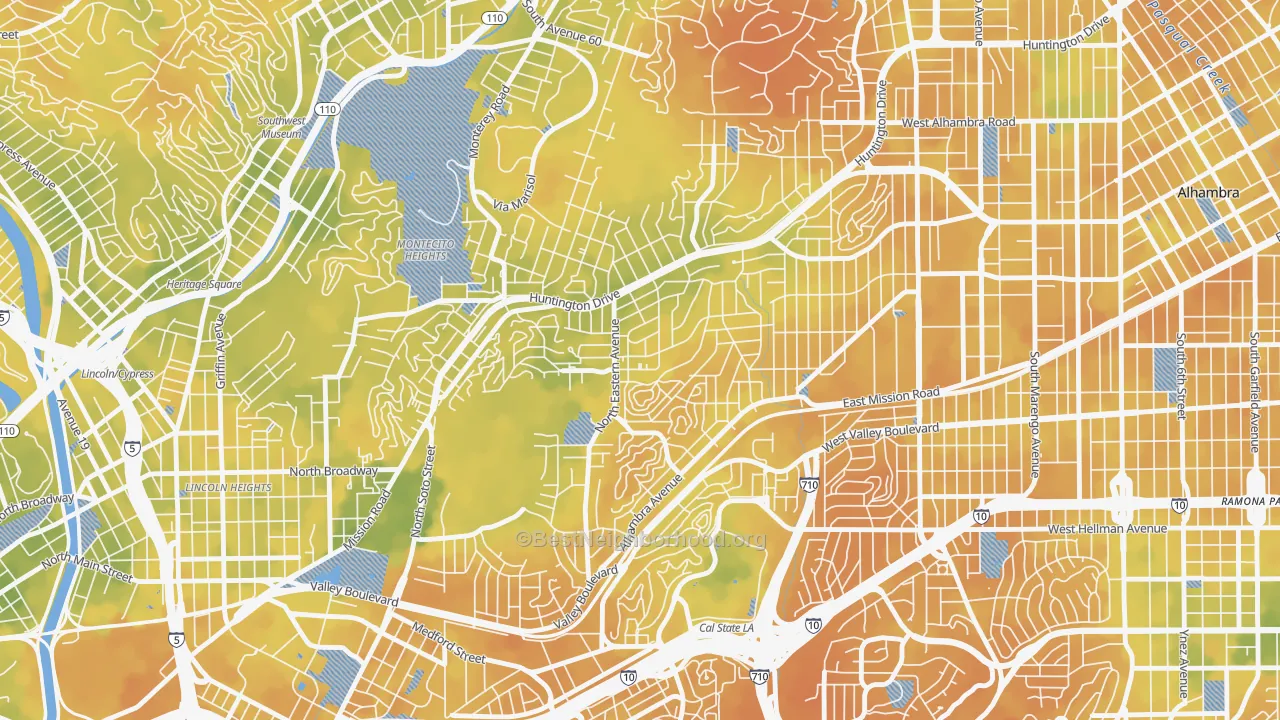 Bike Grade map of 90032, CA