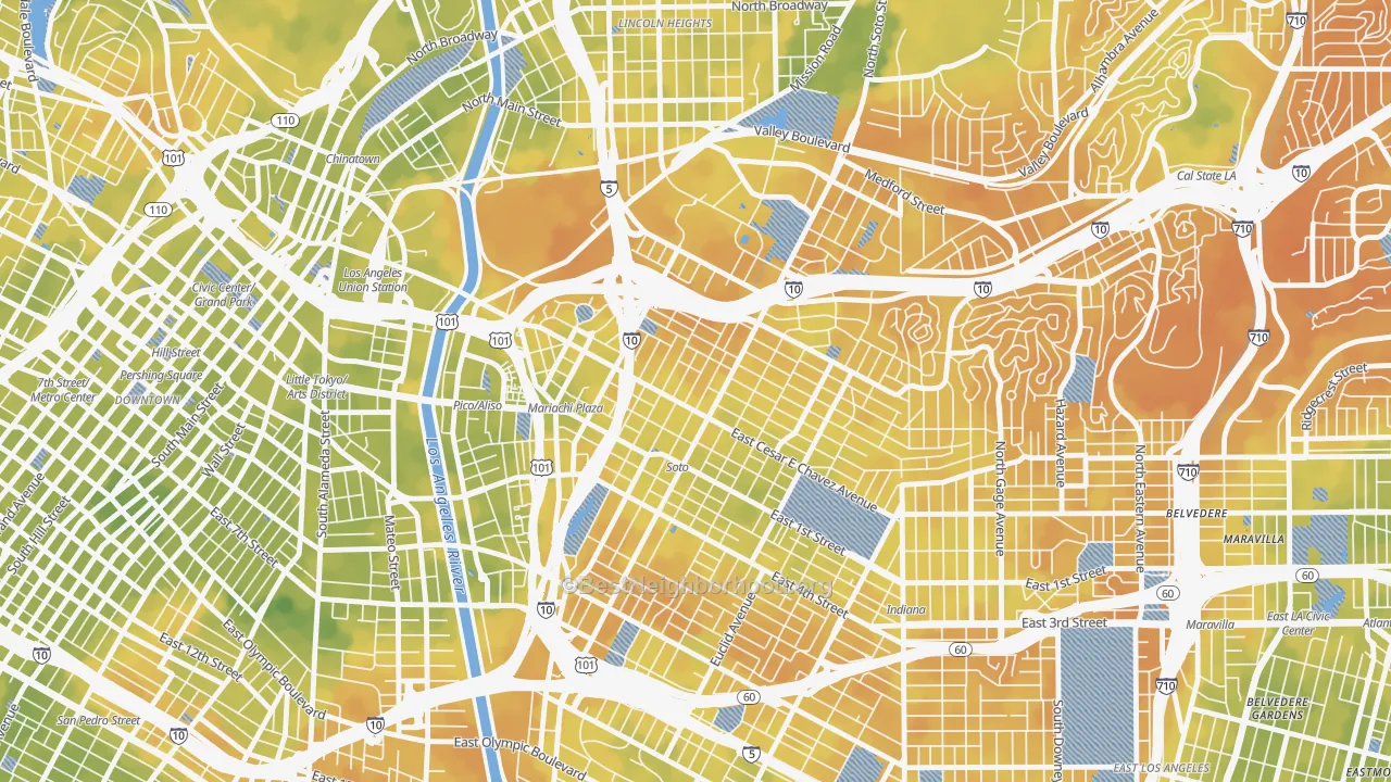 Bike Grade map of 90033, CA