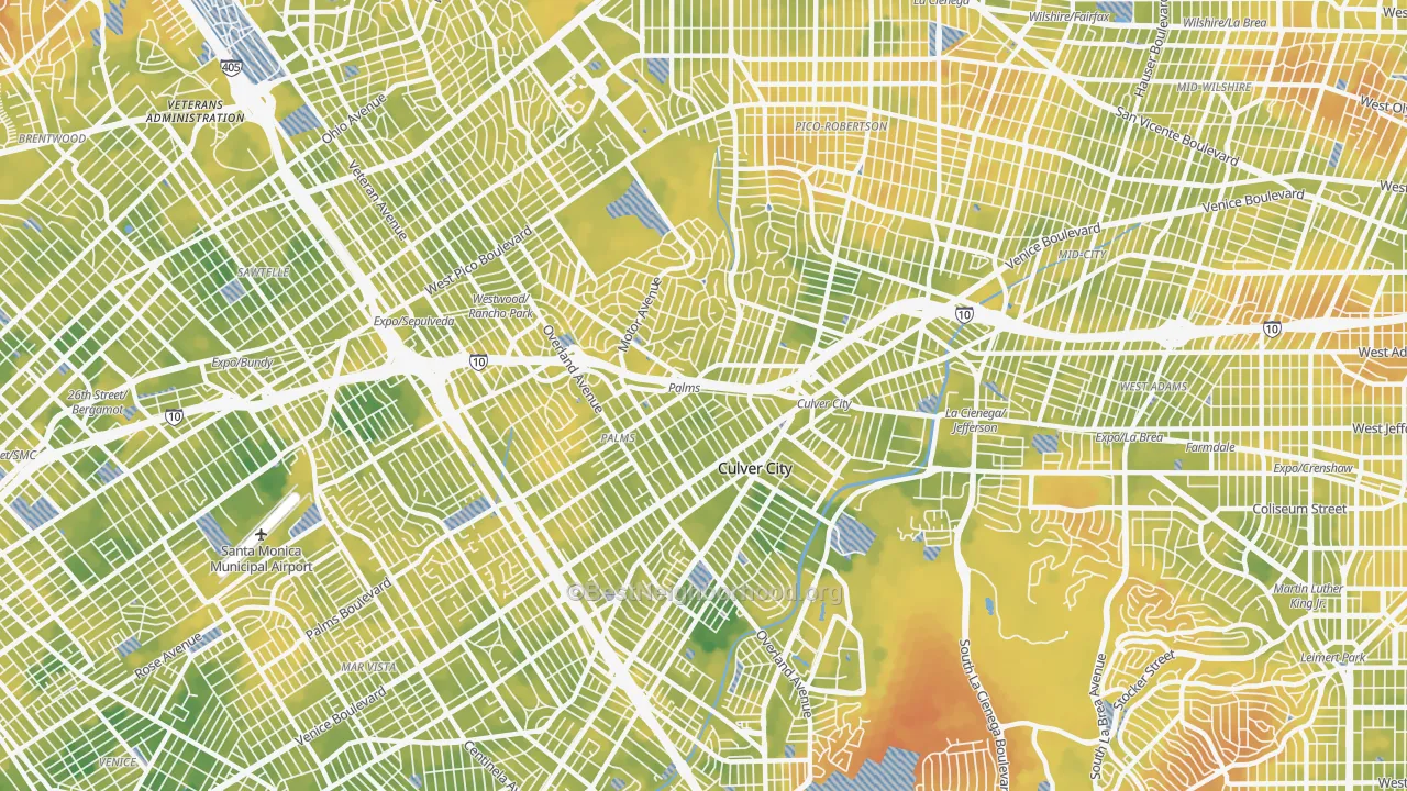 Bike Grade map of 90034, CA