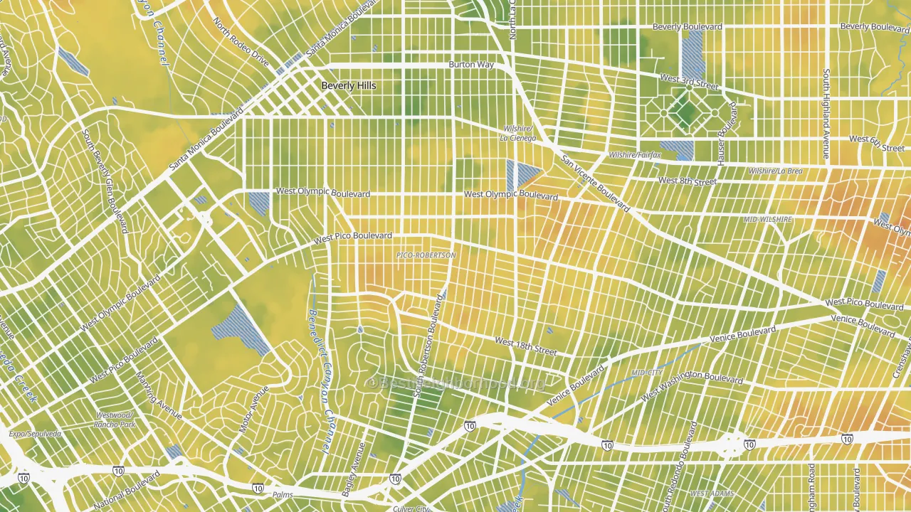 Bike Grade map of 90035, CA
