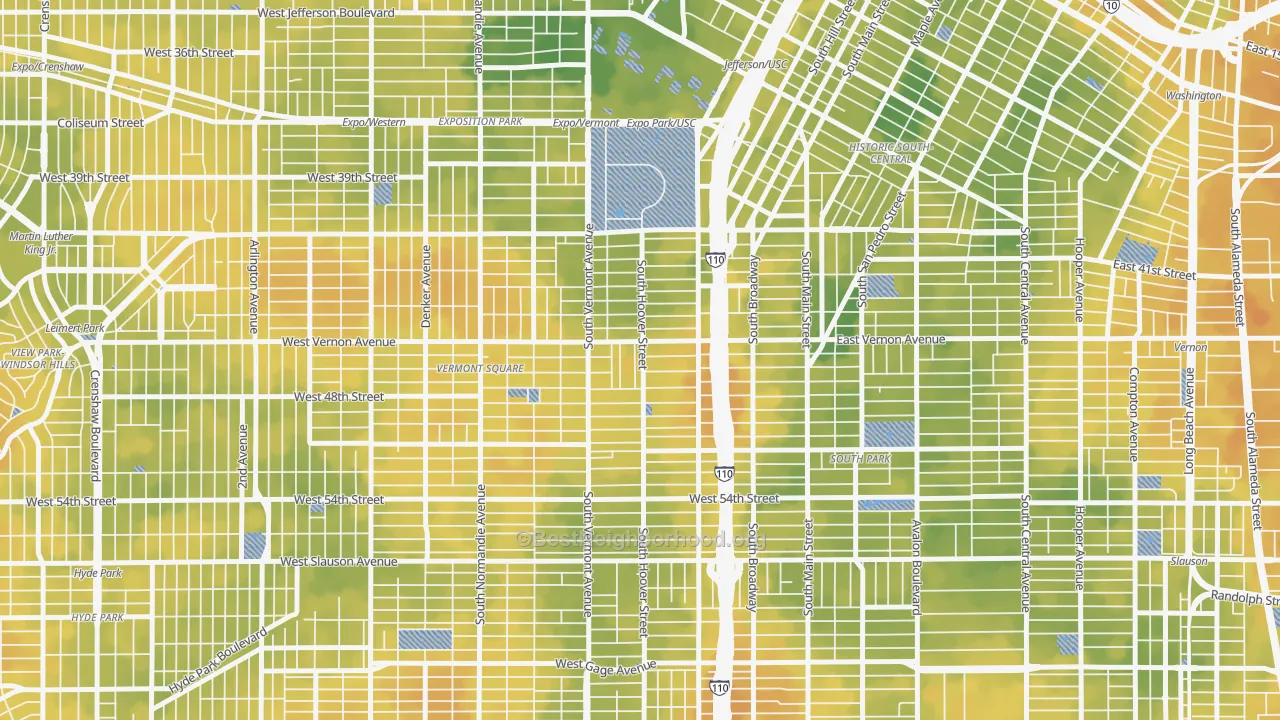 Bike Grade map of 90037, CA