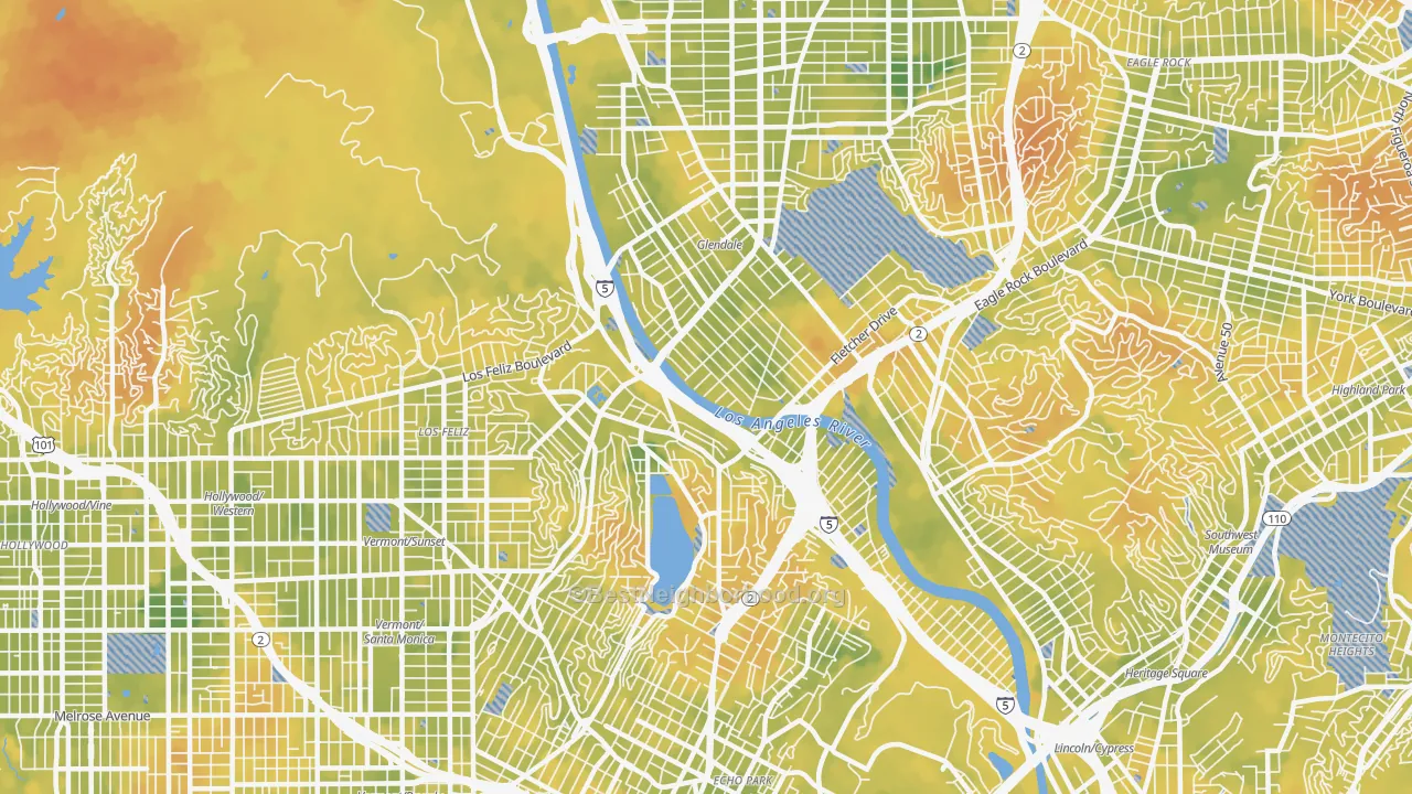 Bike Grade map of 90039, CA