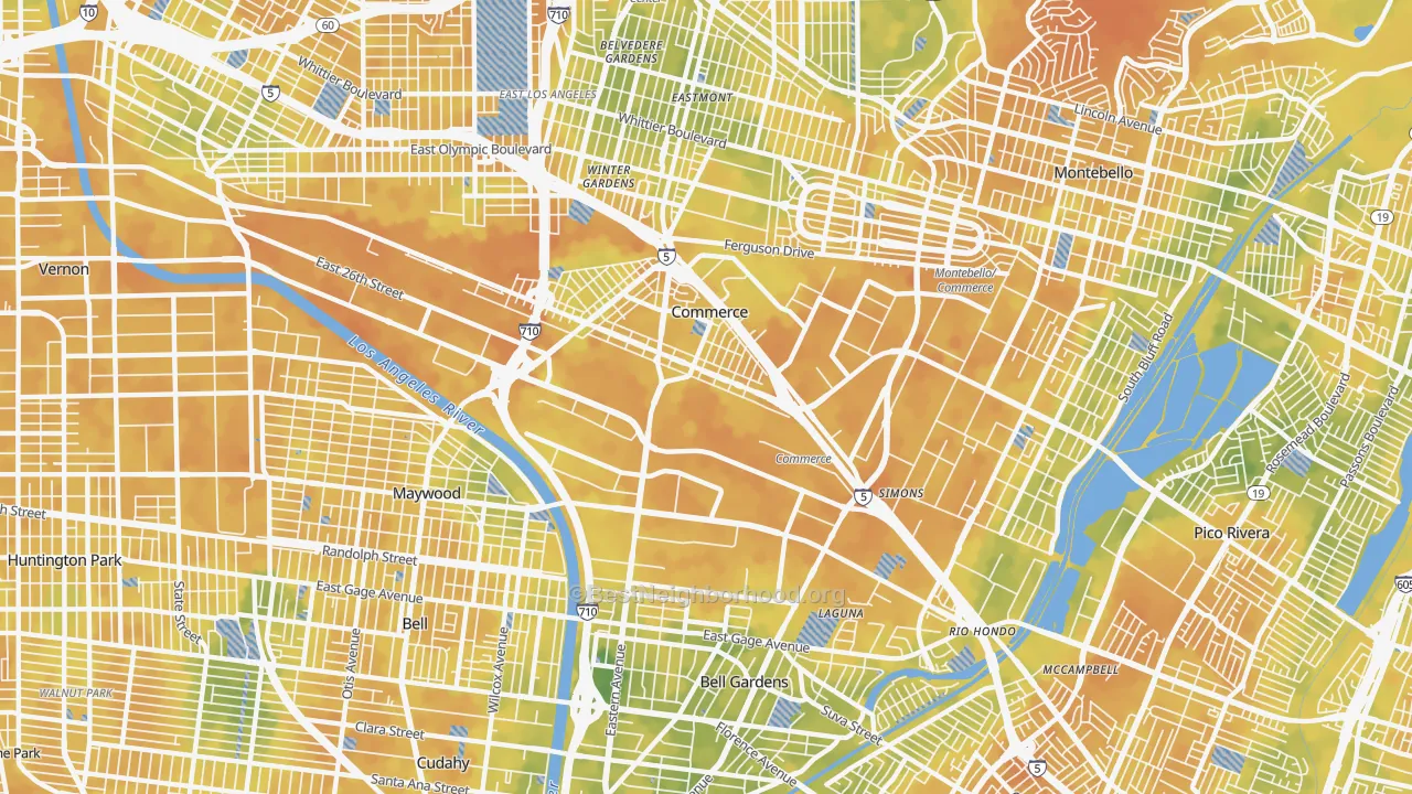 Bike Grade map of 90040, CA