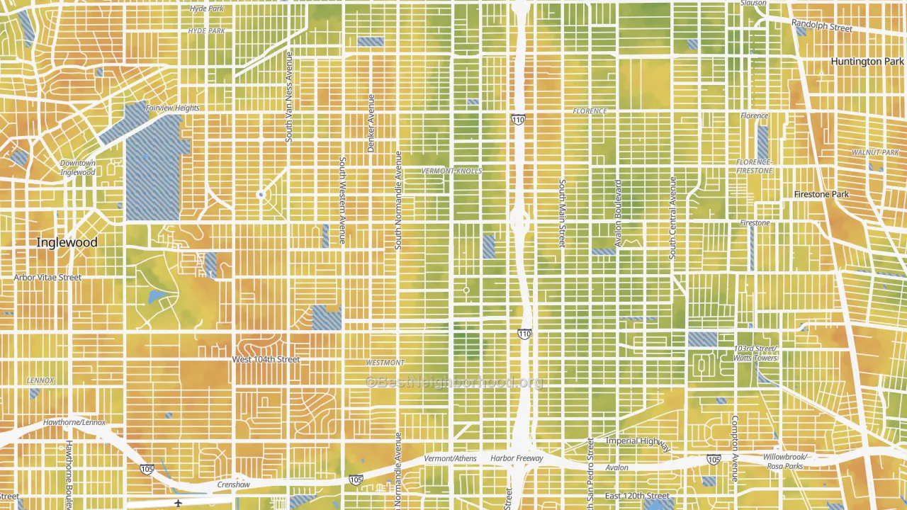 Bike Grade map of 90044, CA