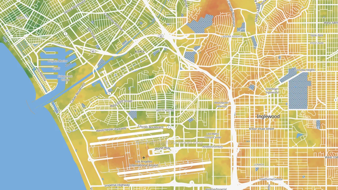 Bike Grade map of 90045, CA