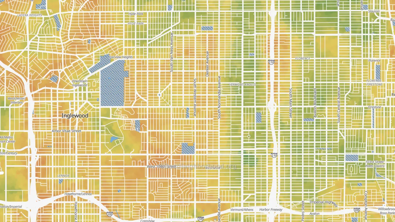 Bike Grade map of 90047, CA