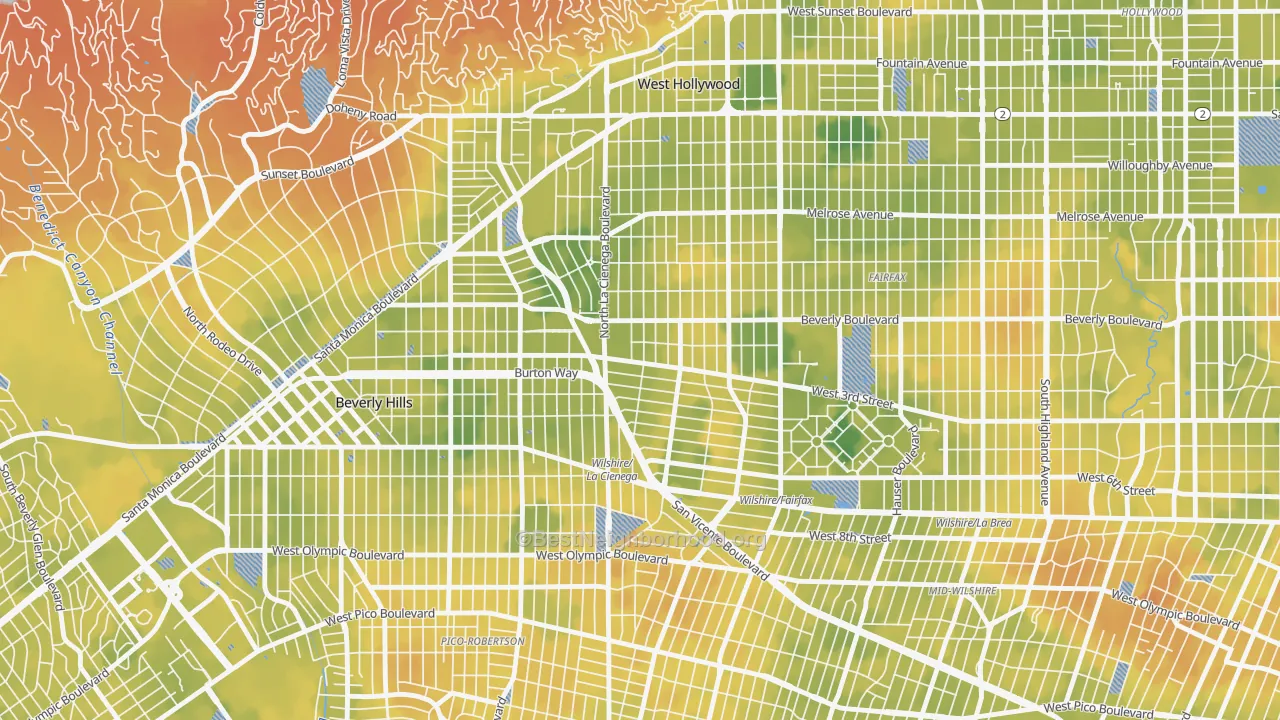 Bike Grade map of 90048, CA