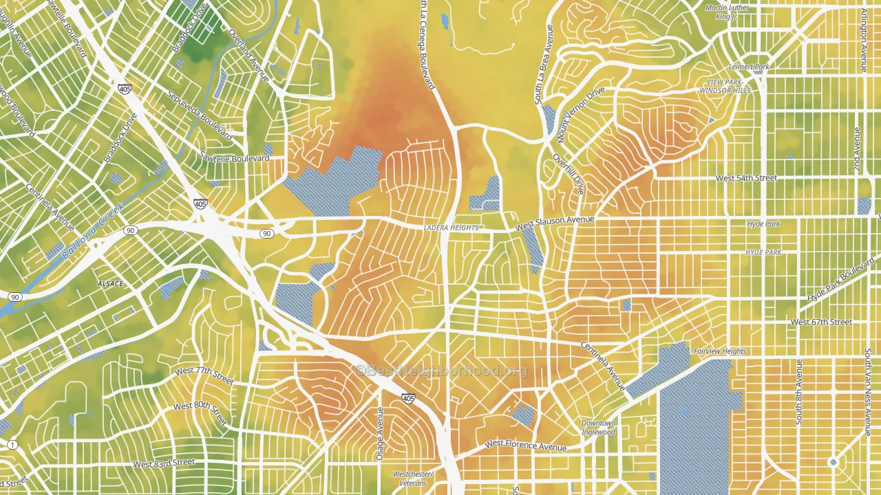 Bike Grade map of 90056, CA