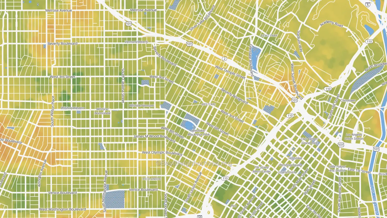 Bike Grade map of 90057, CA