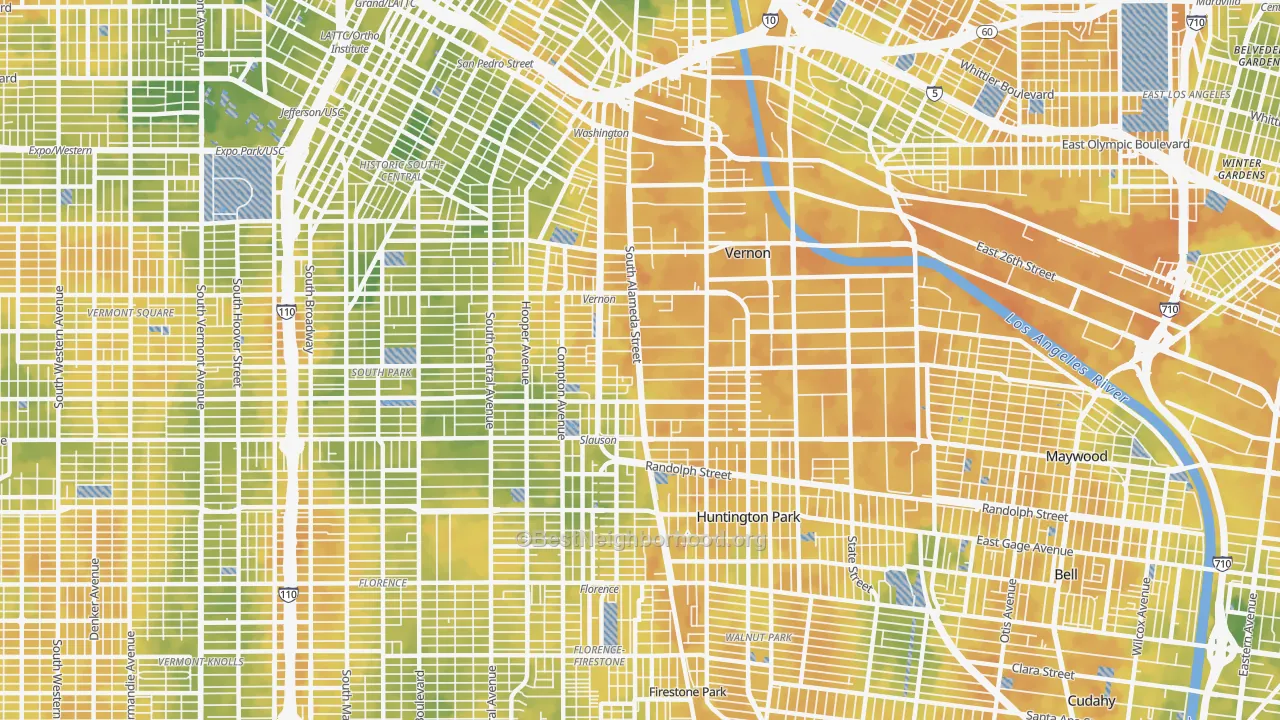 Bike Grade map of 90058, CA