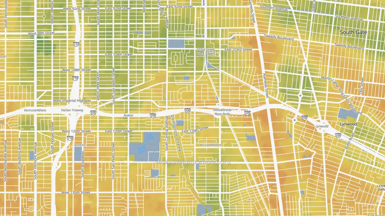 Bike Grade map of 90059, CA