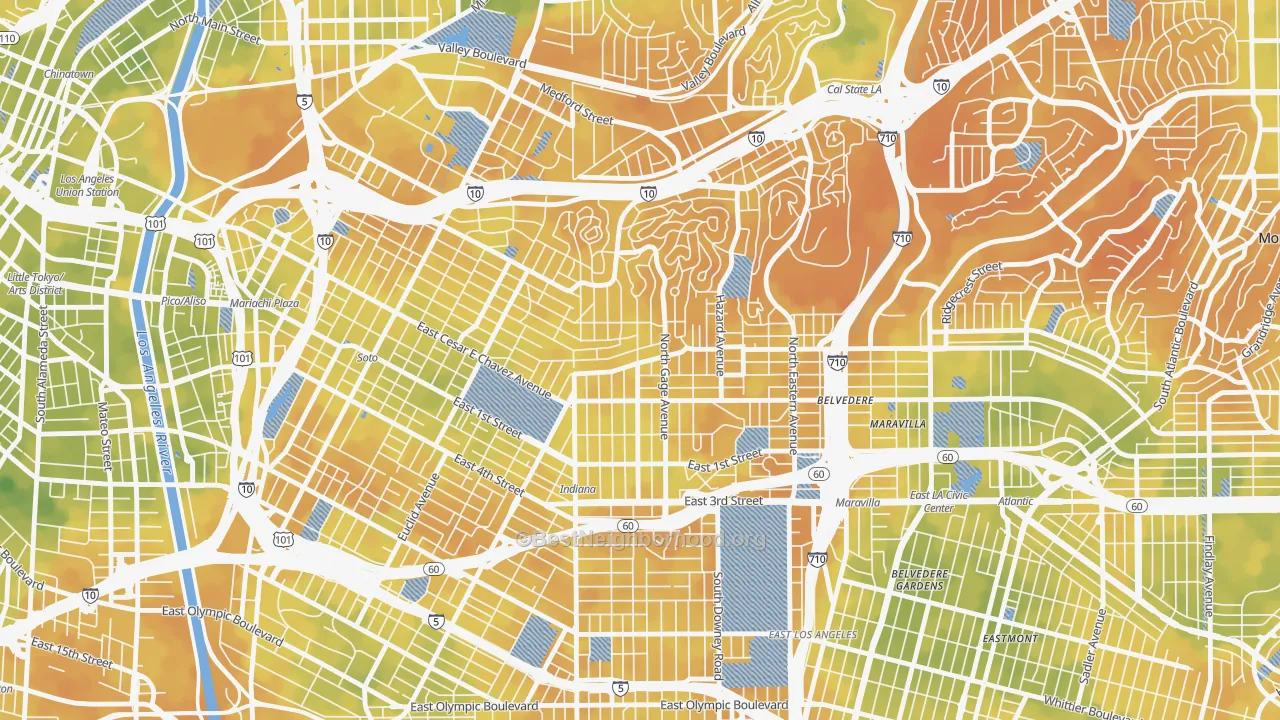 Bike Grade map of 90063, CA