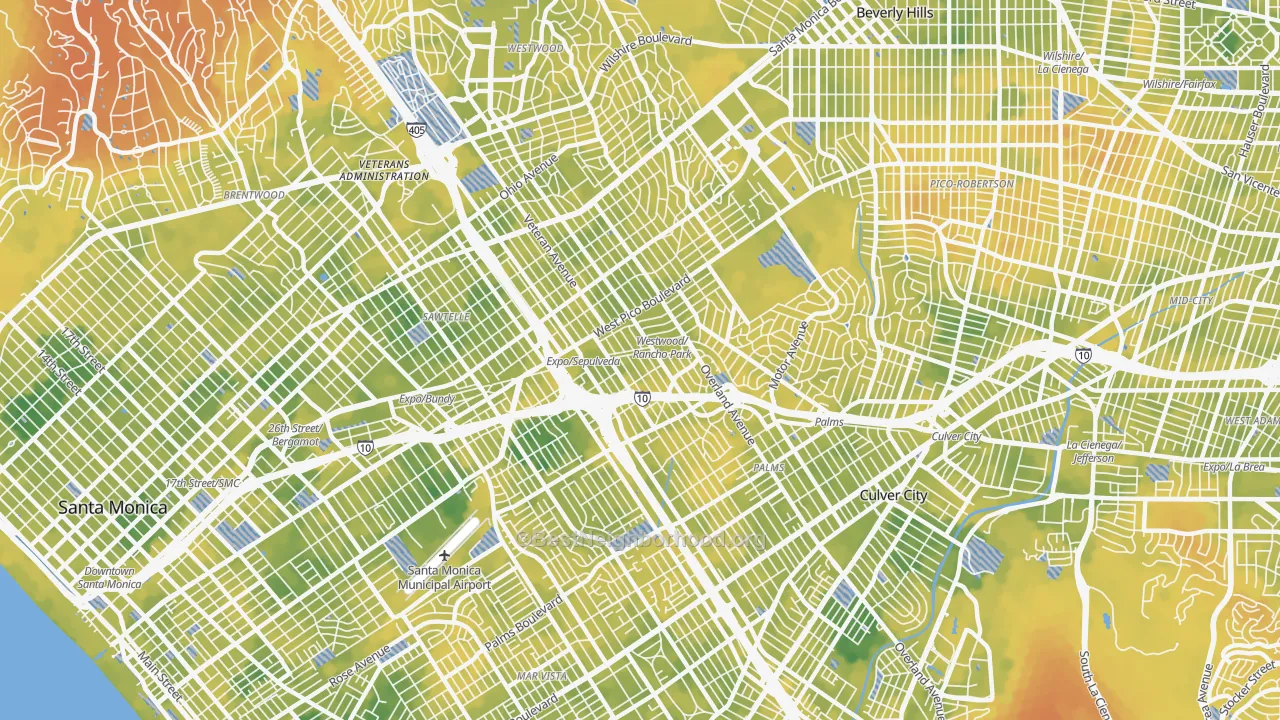 Bike Grade map of 90064, CA