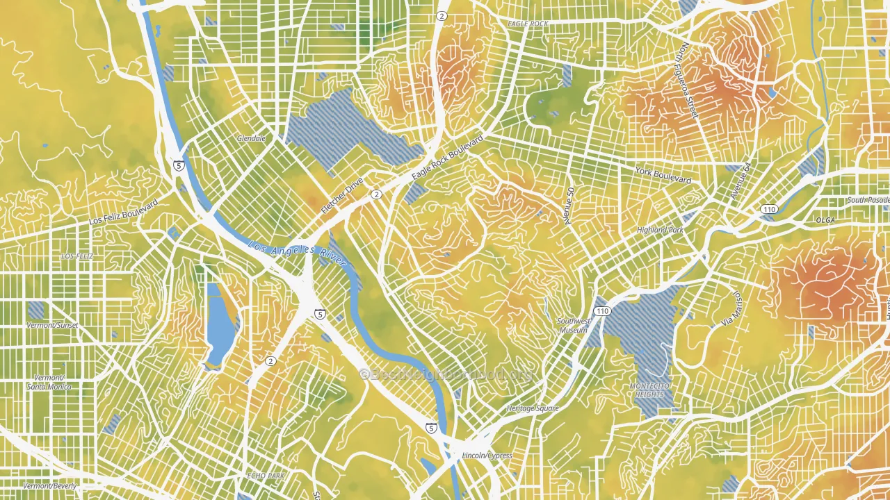 Bike Grade map of 90065, CA