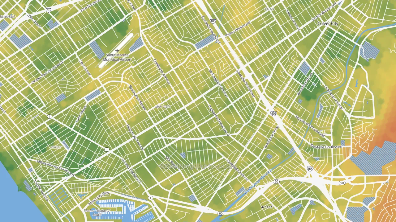 Bike Grade map of 90066, CA