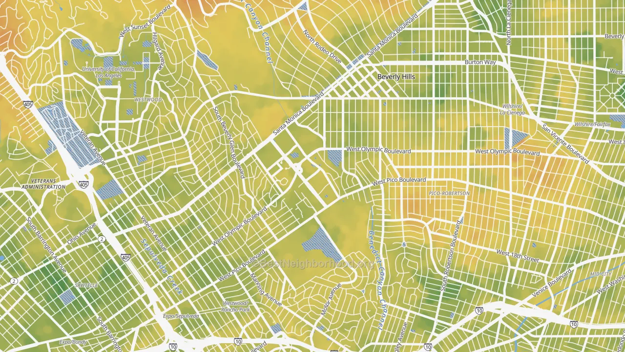 Bike Grade map of 90067, CA
