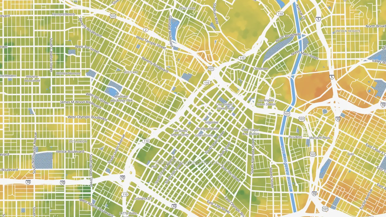 Bike Grade map of 90071, CA