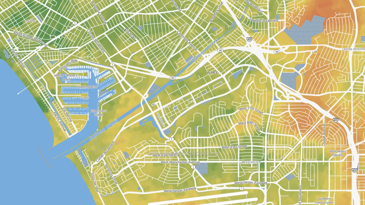 Bike Grade map of 90094, CA