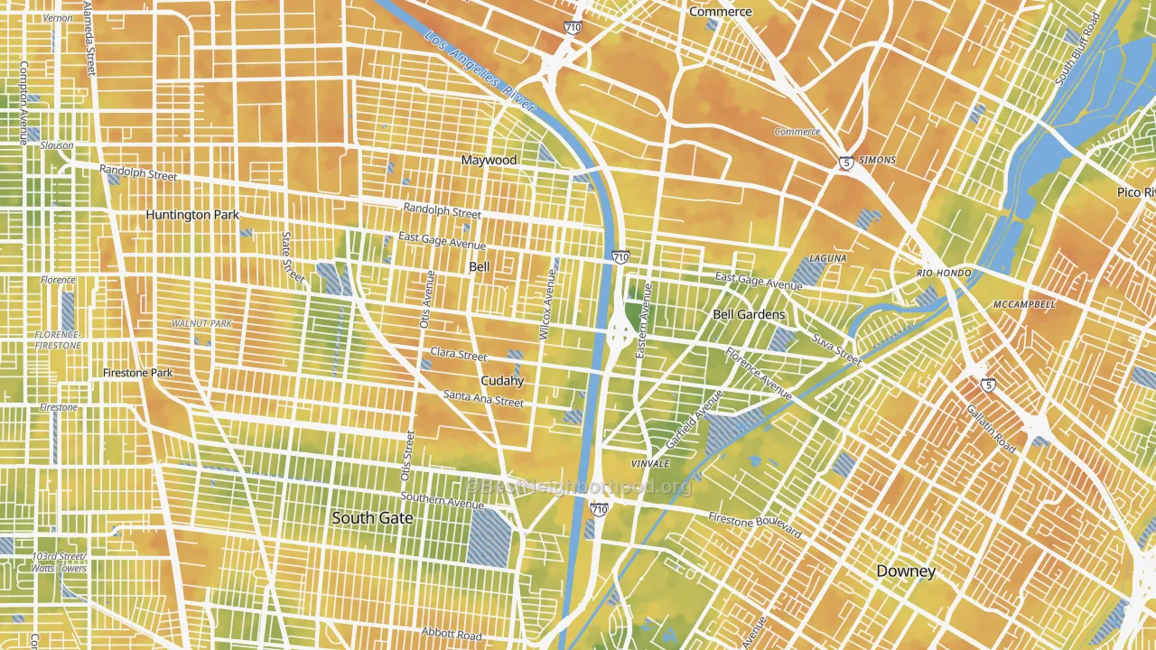 Bike Grade map of 90201, CA