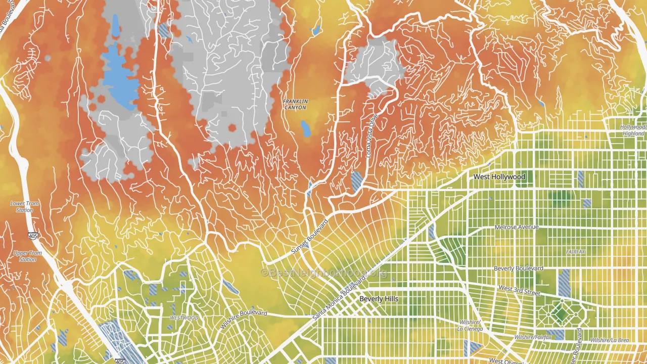 Bike Grade map of 90210, CA