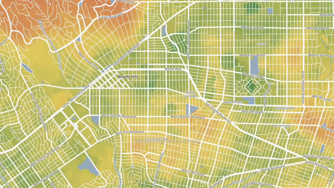 Bike Grade map of 90211, CA